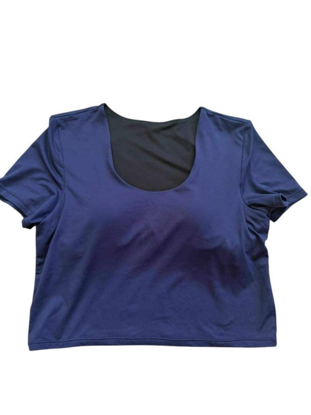 Zella Women Size L Blue Short Sleeve Stretch Athletic Workout Top Activewear